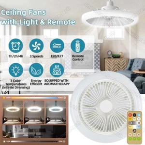 Ceiling Fan with Light Adjustable Bedroom Living Room Fan Lamp E27 LED Remote - Picture 1 of 14