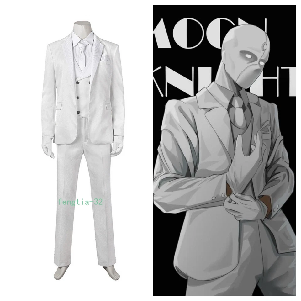 Cosplay Moon Knight Werewolf By Night Uniform Suit White Mask Costume Adults New - Image 1 of 4