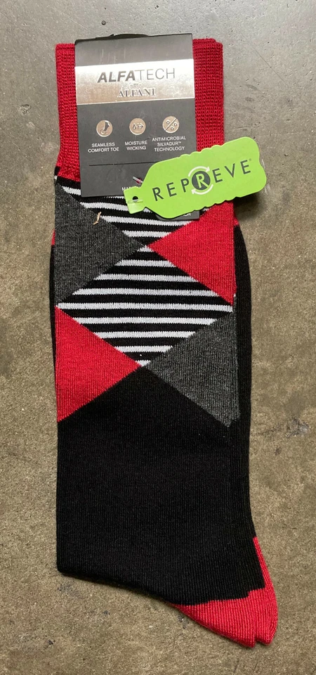 New Alfani Men's Dress Socks, Black/Red Combo, 7-12 - Image 1 of 1