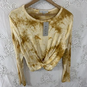 Gaze Tiedye Crop Top Langarm gelb braun Gr. L - Bild 1 von 8