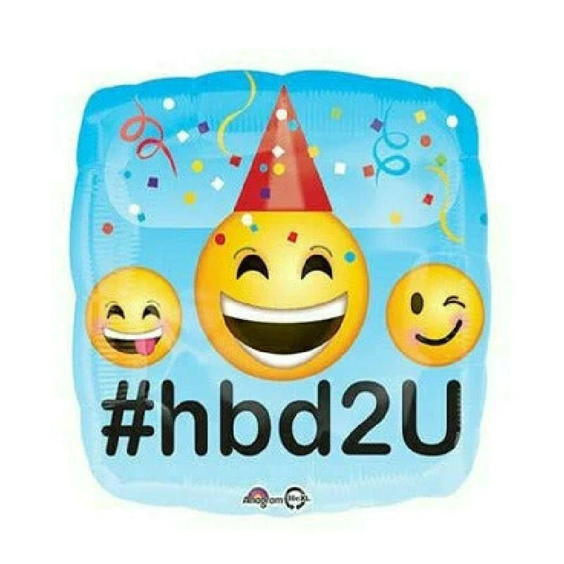 2*Globo de lámina 18 pulgadas Smiley Happy Face Emoji HBD 2 u Foto 1 de 1
