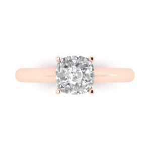 1.5Ct Cushion Cut VVS1 Zirconia Diamond Solitaire Anniversary Ring 14K Rose Gold - Bild 1 von 11