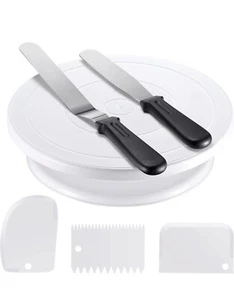 Cake Decorating Kit Baking Supplies Cake Turntable with 2 Frosting Spatula - Picture 1 of 6