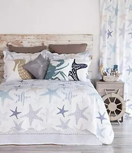 Starfish Reef Coastal Beach Quilt Set, King 3-Piece - Picture 1 of 5
