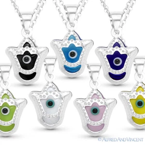 Collar de plata esterlina colgante turco nazar flor de tulipán flor mal de ojo suerte dije - Imagen 1 de 8