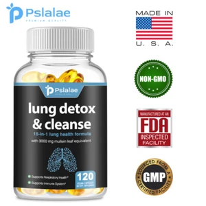 Lung Detox & Cleanse - foglia di mullein - salute respiratoria, supporto digestivo 120 pz - Foto 1 di 6