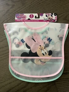 Disney Junior Minnie Mouse 2 Pack Be Kind Be Happy Water Resistant Toddler Bibs - Picture 1 of 3