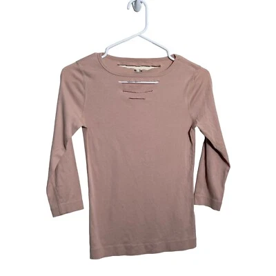 Camiseta Three Dots Para Mujer XS Beige Rosa Corte Láser 100% Algodón Beige Camiseta Top Foto 1 de 4