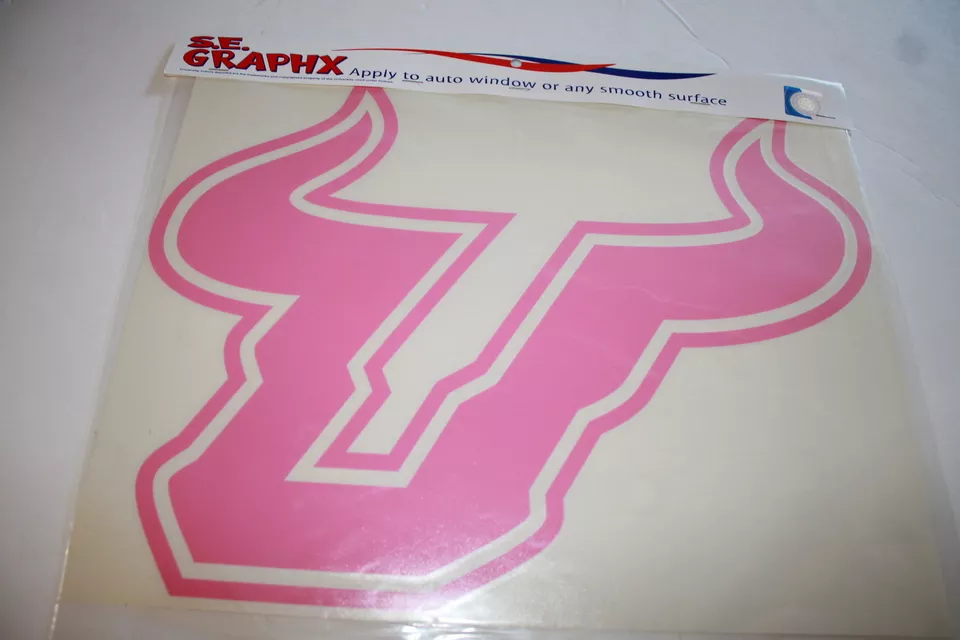 USF BULLS LOGO CAR & WINDOW DECAL, PINK 13 X 16 UNIVERSITY OF SOUTH FLORIDA - Image 1 of 1