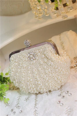 Ivory Pearl Beaded Clutch Wedding Clutch Bridal Clutch Pearl Clutch Evening Bag - image 1 of 4