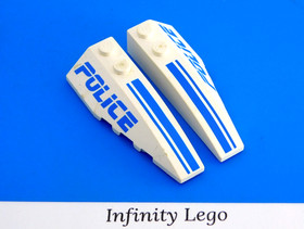 1 Pair LEGO White Wedge 2x6 Double Right & Left Printed POLICE 41747 41748 4669