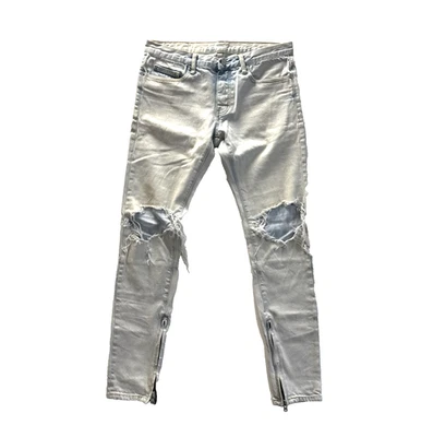 Pantalones de mezclilla MNML para hombre 32 azul claro ajustados desgastados tobillo cremallera botón mosca envío gratuito Foto 1 de 4