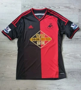 Swansea City 2014/2015 Away Football Shirt- Adidas- Size XL Black Red - Picture 1 of 9