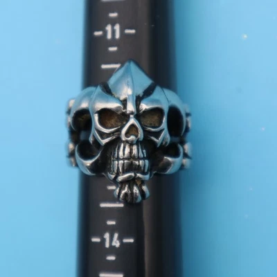 Men’s Stainless Steel SKELETON SKULL Biker Ring in Silver  SIZE 12 1/2 - Image 1 of 3