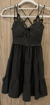Womens Padded Top Black Sun Dress W/adjustable Spaghetti Straps Size XXS - Image 1 of 4