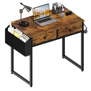 Small Computer Desk with 2 Drawers for Bedroom 31 Inch Home Office Desk with ... - Picture 1 of 9