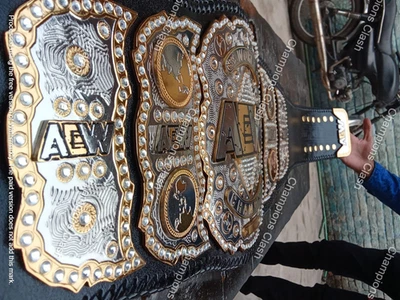 Cinturón réplica título campeonato mundial de lucha libre AEW talla adulto doble enchapado Foto 1 de 4