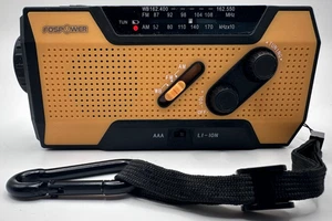 FosPower FOSPWB2376 Manovella Solare di Emergenza Portatile NOAA Radio Meteo Testata - Foto 1 di 7