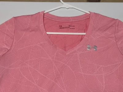 Under Armour Women's Loose V Neck Active Wear Top - Size Small - Pink - Image 1 of 4