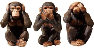 3 Weise Affen Statue Hören-Nein, Sehen-Nein, Sprechen-Nein Böses Drei Wahrheiten des Abstrakten... - Bild 1 von 9