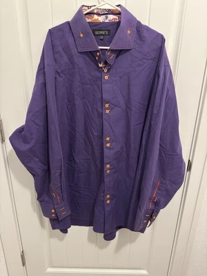 George’s Men’s Purple W/Orange Trim Dress Shirt Size 20/20 1/2 - Image 1 of 4