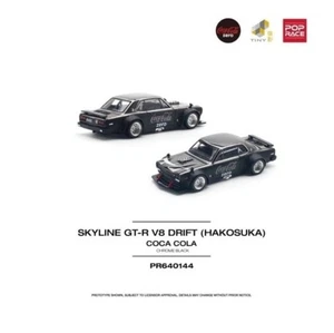 PR640144 POP RACE 1:64 SKYLINE GT-R V8 DRIFT HAKOSUKA COCA COLA ZERO BLACK - Picture 1 of 4