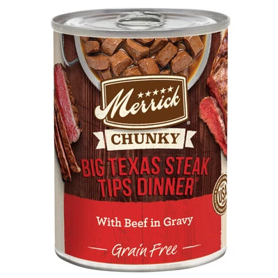 Merrick Grain Free Big Texas Steak Tips Dinner in Gravy Canned Dog Food 12 Pack - Image 1 of 4