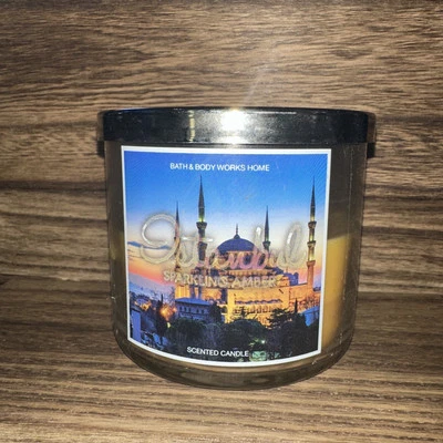 Vela grande Bath & Body Works ESTAMBUL ÁMBAR BRILLANTE 3 mechas 14,5 oz usada rara Foto 1 de 4