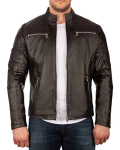 Reichstadt Men's Faux Leather Jacket Slim Zippered Pockets Stand Collar Modern - Bild 1 von 4