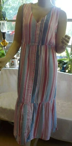 New Directions Empire Long Dress Size PL NWT Patriotic Stripe Tiered Sleeveless - Picture 1 of 11