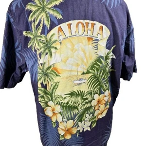 High Sierra Shirt Mens Large Aloha Hawaiian Blue Discolored Flaw - Picture 1 of 12
