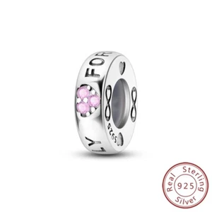 MULA Solid 925 Sterling Silber Charm CZ für immer Silikon Plug Clip Für Armband - Picture 1 of 7