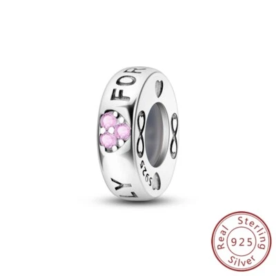 MULA Solid 925 Sterling Silber Charm CZ für immer Silikon Plug Clip Für Armband - Bild 1 von 4