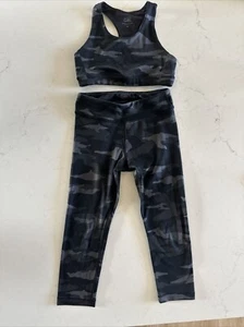 Athleta Girl Size Small (7) Black Camo Sports Bra And Crop Legging, Set Of Two - Picture 1 of 5