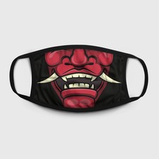 Samurai Demon Fashion Face Mask, Japanese Oni Mask, Reusable, 100% Cotton Inside