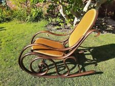 Antique Victorian Thonet Upholstered Bentwood Rocking Chair