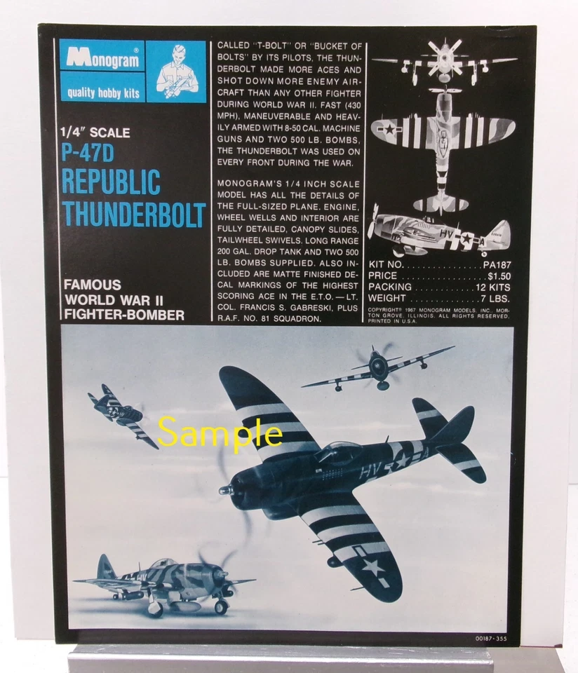 Vintage 1967 Monogram P-47D Republic Thunderbolt WW II Sell Sheet Promo Flyer - Image 1 of 1