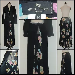 ETRO MILANO SHEER SILK FLORAL WRAP STYLE SKIRT - S. 44 - GOOD ORDER - Picture 1 of 12