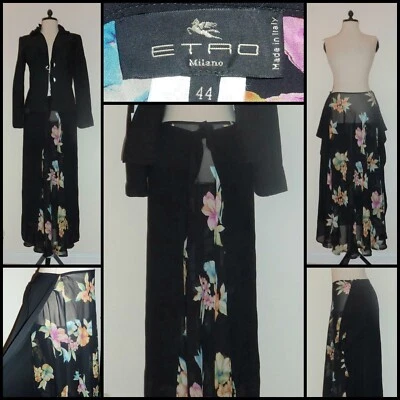 FALDA ESTILO ENVOLVENTE FLORAL SEDA TRANSPARENTE ETRO MILANO - S. 44 - BUEN ESTADO Foto 1 de 4