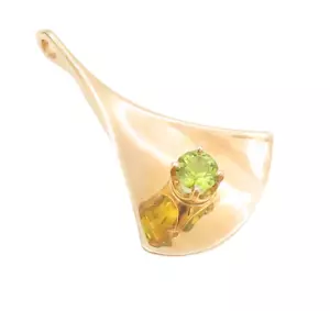 14K GOLD Vintage Pendant STIEFF Minimalist Peridot Curved Triangle GP685 - Picture 1 of 6
