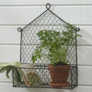 Chicken Wire Metal Wall Shelf Country Farmhouse - Picture 1 of 4
