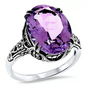 ORIGINAL 5 KARAT AMETHYST 925 STERLINGSILBER NEU VINTAGE STIL RING #929 - Bild 1 von 1