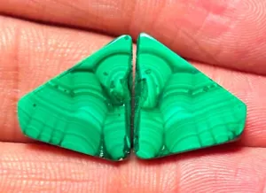 Natural Malachite Fancy Shape Pair 27.75 Cts Loose Gemstone Cabochon J 9234 - Picture 1 of 5