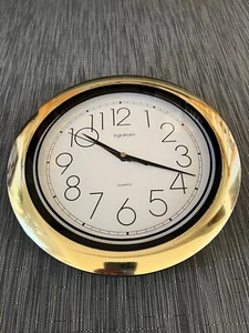 Vintage INGRAHAM 11" Quartz mid-century style brass tone wall clock. Tested! - Picture 1 of 5