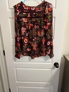 ANN TAYLOR LOFT Bluse Größe S Blumen Rüschendetail Langarm wunderschön - Bild 1 von 2