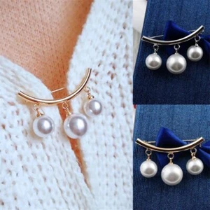Stylish Korean Clothing Accessories Simple Fashion Pearl Brooch Pin Women Girls - Picture 1 of 14