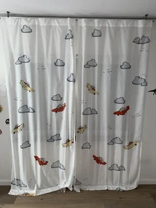 2 x Kinder Zimmer Ikea Vorhang Schals Gardine Hase Flugzeug Wolke - Bild 1 von 14