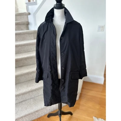 Винтажный Ralph Lauren черный нейлон кнопка спереди дождя Тренч - Изображение 1 из 4
