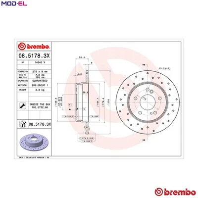 2x BRAKE DISC 08.5178.3X FOR MERCEDES-BENZ C-CLASS/Sportcoupe/Sportscoupe CLK - Image 1 of 4