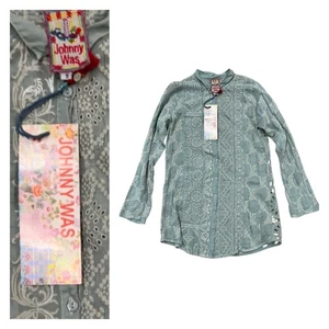 Johnny Was Sage Green Embroidered Button Down Tunic Top NWT $229 / Small ^ - Picture 1 of 5